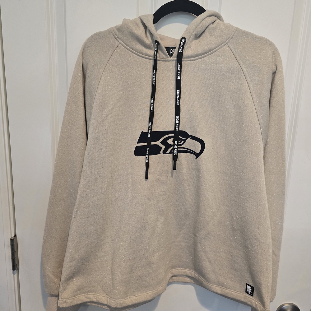 Seattle Seahawks DKNY Beige Hoodie. Size M. NWOT.